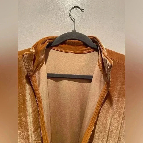 Fabletics jumpsuit size small gold velour long sleeve zip closure wide leg - Picture 6 of 9